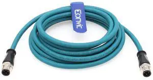 Eonvic Flexible Gigabit Ethernet Cable M12 D Code 4 Pin to 4 Pin Male Cat5e Shielded Networking Cable for Industrial Camera (3M) Eonvic Flexible Gigabit Ethernet Cable M12 D Code 4 Pin to 4 Pin Male Cat5e Shielded Networking Cable for Industrial Camera (3M)