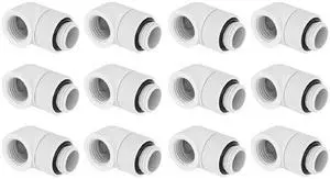 dracaena.io 12 Pack G1/4" 90 Rotary 360 Swivel Fitting, Male to Female Extender Adapter for PC Water Cooling Loop, Computer Liquid Cooling Fittings, White dracaena.io 12 Pack G1/4" 90 Rotary 360 Swivel Fitting, Male to Female Extender Adapter for PC Water Cooling Loop, Computer Liquid Cooling Fittings, White