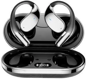sixco Open Ear Wireless Bluetooth Headphones, Pain-Free Air Conduction Ear Buds with LED Digital Display Charging Case, Sweat Resistant for Running, Safe Driving, and Extended Daily Use (Gray) sixco Open Ear Wireless Bluetooth Headphones, Pain-Free Air Conduction Ear Buds with LED Digital Display Charging Case, Sweat Resistant for Running, Safe Driving, and Extended Daily Use (Gray)