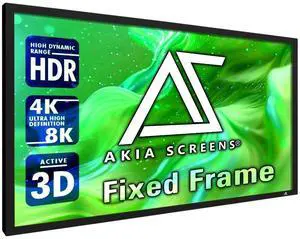 Akia Screens Fixed Frame Projector Screen 138-Inch, 16:9, Wall Mount, CINEWHITE UHD-B, 4K/8K Ready, Indoor Home Theater, AK-FF138WH2 Akia Screens Fixed Frame Projector Screen 138-Inch, 16:9, Wall Mount, CINEWHITE UHD-B, 4K/8K Ready, Indoor Home Theater, AK-FF138WH2