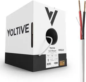 Voltive 12/2 Speaker Wire, Plenum CL3P, White, 500ft - 12AWG, 2 Conductors, Stranded Oxygen-Free Copper, UL Listed - V-1214-2 Voltive 12/2 Speaker Wire, Plenum CL3P, White, 500ft - 12AWG, 2 Conductors, Stranded Oxygen-Free Copper, UL Listed - V-1214-2