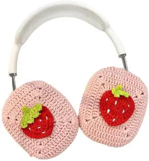 Handmade Crochet Pink Cute Strawberry Headphone Cover Compatible with Sony xm6, Protective Case for Music Lovers Handmade Crochet Pink Cute Strawberry Headphone Cover Compatible with Sony xm6, Protective Case for Music Lovers