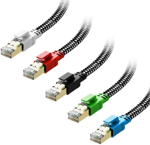 Orbram Cat 8 Ethernet Cable 10ft 5-Pack Braided, 40Gbps 2000MHz High Speed Orbram Cat 8 Ethernet Cable 10ft 5-Pack Braided, 40Gbps 2000MHz High Speed