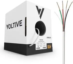 Voltive 22/4 Solid Alarm Wire, Plenum CL3P, White, 1000ft - 22AWG, 4 Conductors, Solid Bare Copper, UL Listed - V-1303-1 Voltive 22/4 Solid Alarm Wire, Plenum CL3P, White, 1000ft - 22AWG, 4 Conductors, Solid Bare Copper, UL Listed - V-1303-1