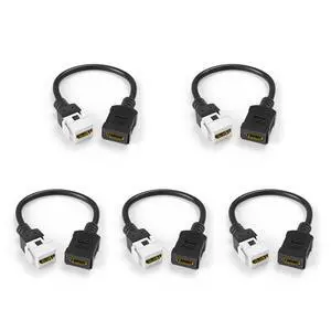 VCE 5-Pack HDMI Keystone Jack, Female to Female HDMI Pigtail Cable 4K HDMI2.0 Keystone Coupler for Keystone Wall Plate, Mounted TV, 6 Inch VCE 5-Pack HDMI Keystone Jack, Female to Female HDMI Pigtail Cable 4K HDMI2.0 Keystone Coupler for Keystone Wall Plate, Mounted TV, 6 Inch
