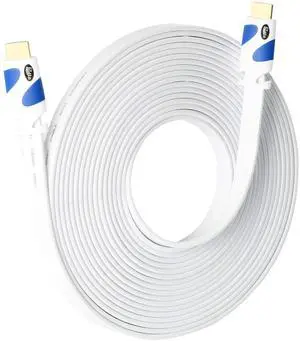 Postta Flat HDMI Cable 50 Feet Flat HDMI 2.0 Cord Support 4K, 3D, 2160p, 1080p, Ethernet and Audio Return-White-Blue Postta Flat HDMI Cable 50 Feet Flat HDMI 2.0 Cord Support 4K, 3D, 2160p, 1080p, Ethernet and Audio Return-White-Blue
