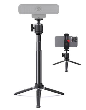 Webcam Tripod Stand for Desk, 360 Swivel, 1/4 Thread, with Phone Holder Webcam Tripod Stand for Desk, 360 Swivel, 1/4 Thread, with Phone Holder