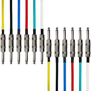 AxcessAbles Audio 1/4-Inch TS Patch Guitar& Bass Amp Cables - Metal Connectors, OFC Copper Wire ^^ TS 1/4" Mono Guitar Cables^^ Male to Male 3ft Multicolor Instrument Patch Cords (3ft - 6 Pack) AxcessAbles Audio 1/4-Inch TS Patch Guitar& Bass Amp Cables - Metal Connectors, OFC Copper Wire ^^ TS 1/4" Mono Guitar Cables^^ Male to Male 3ft Multicolor Instrument Patch Cords (3ft - 6 Pack)