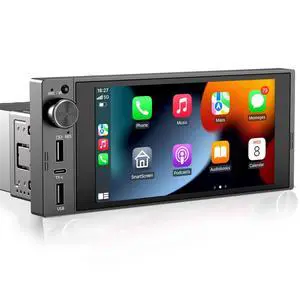 Single Din Touchscreen Radio Wireless Apple Car Play Wireless Android Auto, 6In Single Din Car Stereo with Mirror Link Bluetooth FM GPS Navigation SWC EQ Single Din Touchscreen Radio Wireless Apple Car Play Wireless Android Auto, 6In Single Din Car Stereo with Mirror Link Bluetooth FM GPS Navigation SWC EQ