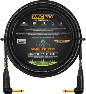 25 Foot - WBC-PRO-Guitar 20 AWG - Low-Cap (18pF/ft) Pro-Grade Graphite-Based - Dual-Shielded Guitar, Bass, Instrument Cable with Neutrik Angled to Angled Inch (6.35mm) Gold TS Connectors 25 Foot - WBC-PRO-Guitar 20 AWG - Low-Cap (18pF/ft) Pro-Grade Graphite-Based - Dual-Shielded Guitar, Bass, Instrument Cable with Neutrik Angled to Angled Inch (6.35mm) Gold TS Connectors