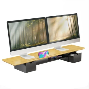 Mount-It! Extra Wide 39" Real Solid Bamboo Dual Monitor Stand Riser, 2 Metal Drawers + Shelf, 66 lbs, Built-In Device Slot, Home Office Desk Organizer Mount-It! Extra Wide 39" Real Solid Bamboo Dual Monitor Stand Riser, 2 Metal Drawers + Shelf, 66 lbs, Built-In Device Slot, Home Office Desk Organizer