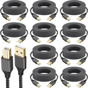 Spofit 10 Pack USB Printer Cable, 6FT USB A to B Cable, 2.0 USB B Nylon Braided High-Speed Printer Cord for Keyboard, Printers and Scanners Spofit 10 Pack USB Printer Cable, 6FT USB A to B Cable, 2.0 USB B Nylon Braided High-Speed Printer Cord for Keyboard, Printers and Scanners