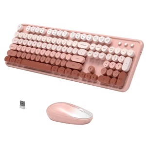 KEQTFT Colorful Wireless Computer Keyboard and Mouse, Peach Gradient KEQTFT Colorful Wireless Computer Keyboard and Mouse, Peach Gradient