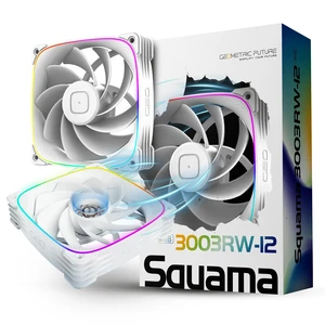 Geometric Future Squama 3003R-12 Reverse Blade RGB PWM Fan - 120mm x 30mm High-Performance PC Case Fans, Double-Sided ARGB Lighting, Hydro Dynamic Bearing - White, 3-Pack, GEO-S3003RW-12T Geometric Future Squama 3003R-12 Reverse Blade RGB PWM Fan - 120mm x 30mm High-Performance PC Case Fans, Double-Sided ARGB Lighting, Hydro Dynamic Bearing - White, 3-Pack, GEO-S3003RW-12T