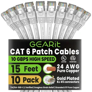 GEARit Cat6 Patch Cables Cat 6 Ethernet Cable 15 ft 10-Pack White GEARit Cat6 Patch Cables Cat 6 Ethernet Cable 15 ft 10-Pack White