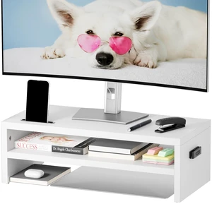 BONTEC Wood Monitor Stand Riser, 2-Tier Desktop Organizer BONTEC Wood Monitor Stand Riser, 2-Tier Desktop Organizer