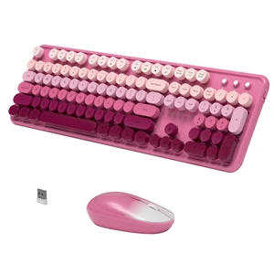 KEQTFT Colorful Wireless Computer Keyboard and Mouse, Pink Gradient KEQTFT Colorful Wireless Computer Keyboard and Mouse, Pink Gradient