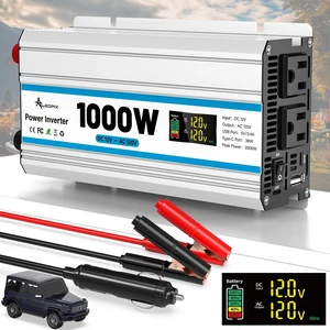 1000W Car Inverter 12V to 110V DC to AC Power Inverters for Vehicles with 2 AC Outlets/36W PD USB-C/18W QC USB-A Fast Charging/Cigarette Lighter/LED Display/100A Cables 1000 Watt Inverter 1000W Car Inverter 12V to 110V DC to AC Power Inverters for Vehicles with 2 AC Outlets/36W PD USB-C/18W QC USB-A Fast Charging/Cigarette Lighter/LED Display/100A Cables 1000 Watt Inverter