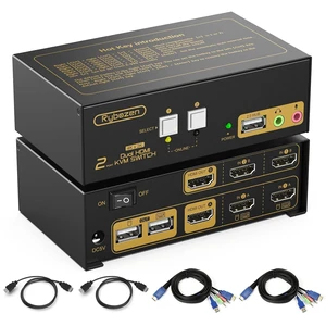 HDMI KVM Switch 2 Monitors 2 Computers, 2 Port Dual Monitors KVM Switcher for 2 PCs Share 2 Monitors and 3 USB Ports, 4K@30 Resolution, with EDID, Audio & Jack Port HDMI KVM Switch 2 Monitors 2 Computers, 2 Port Dual Monitors KVM Switcher for 2 PCs Share 2 Monitors and 3 USB Ports, 4K@30 Resolution, with EDID, Audio & Jack Port