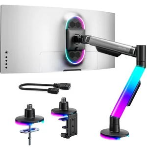 ARES WING RGB Single Monitor Arm Desk Mount for 17-40 inch Monitors, Grey ARES WING RGB Single Monitor Arm Desk Mount for 17-40 inch Monitors, Grey