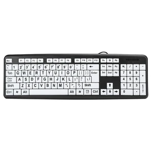 goodstumbler Black Low Vision Keyboard, Wired USB Elderly Keyboard, White Large Print Keys for Seniors, with 1.35m Cable goodstumbler Black Low Vision Keyboard, Wired USB Elderly Keyboard, White Large Print Keys for Seniors, with 1.35m Cable
