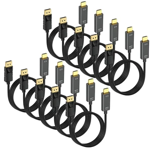 4K DisplayPort to HDMI Cable 10-Pack, 6 FT DP to HDMI Adapter MultiPack 4K DisplayPort to HDMI Cable 10-Pack, 6 FT DP to HDMI Adapter MultiPack