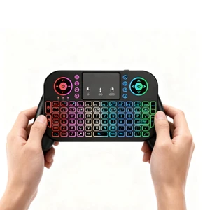 Mini Bluetooth Keyboard with Touchpad,2.4GHz & BT with 7 Colors RGB Backlight Rechargeable Handheld Remote Control Keyboard Mouse Combo Controller for Android TV Box Smart TV Projector PS3 PC Tablet Mini Bluetooth Keyboard with Touchpad,2.4GHz & BT with 7 Colors RGB Backlight Rechargeable Handheld Remote Control Keyboard Mouse Combo Controller for Android TV Box Smart TV Projector PS3 PC Tablet