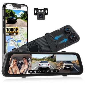 1080P Mirror Dash Cam 9.66 Inch 3 Channel Front Rear Inside View Mirror Camera Triple Mirror Dash Cam Night Vision,G-Sensor,Parking Assistance,APP Control,24H Parking Monitor,Waterproof Backup Camera 1080P Mirror Dash Cam 9.66 Inch 3 Channel Front Rear Inside View Mirror Camera Triple Mirror Dash Cam Night Vision,G-Sensor,Parking Assistance,APP Control,24H Parking Monitor,Waterproof Backup Camera