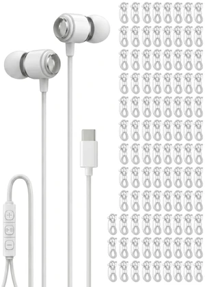 Halo 100-Pack USB C Headphones with Microphone, Bulk Wired Earbuds for School, Office & Institutions, Type C Earphones for iPhone 17 16 15 Pro Max, iPad, Galaxy S26 S25, Individually Packed - White Halo 100-Pack USB C Headphones with Microphone, Bulk Wired Earbuds for School, Office & Institutions, Type C Earphones for iPhone 17 16 15 Pro Max, iPad, Galaxy S26 S25, Individually Packed - White
