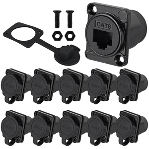 UMLIFE 10Pack Shielded D-Type RJ45 Connector,RJ45 Panel Mount Adapter 8P8C Female-to-Female Connector, Compatible with CAT6A/CAT6/CAT5E/CAT5 Pass Through Socket UMLIFE 10Pack Shielded D-Type RJ45 Connector,RJ45 Panel Mount Adapter 8P8C Female-to-Female Connector, Compatible with CAT6A/CAT6/CAT5E/CAT5 Pass Through Socket