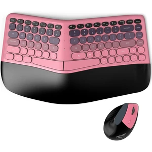 MOFII Wireless Ergonomic Keyboard and Mouse Combo, Split Curved Keyboard with Wrist Rest, Vertical Mouse, 2.4G, for PC Laptop Desktop Mac- Pink Gradient Colorful MOFII Wireless Ergonomic Keyboard and Mouse Combo, Split Curved Keyboard with Wrist Rest, Vertical Mouse, 2.4G, for PC Laptop Desktop Mac- Pink Gradient Colorful