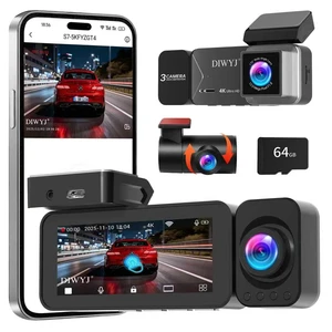 Dash Cam Front and Rear, 4K+2.5K+1080P with 170 Fisheye Lens, Full HD Dash Camera for Cars, 5GHz WiFi, IR Night Vision, WDR, 64GB Card Included (3-Channel) Dash Cam Front and Rear, 4K+2.5K+1080P with 170 Fisheye Lens, Full HD Dash Camera for Cars, 5GHz WiFi, IR Night Vision, WDR, 64GB Card Included (3-Channel)