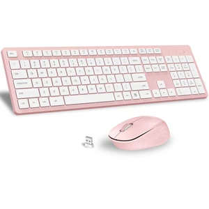 LeadsaiL Pink Wireless Keyboard and Mouse Combo, Full-Sized Ergonomic Computer Keyboard, 2.4GHz Cordless Keyboard Silent Mouse Set with 2-in-1 USB Receiver, 12 FN Shortcuts for Windows Laptop, LeadsaiL Pink Wireless Keyboard and Mouse Combo, Full-Sized Ergonomic Computer Keyboard, 2.4GHz Cordless Keyboard Silent Mouse Set with 2-in-1 USB Receiver, 12 FN Shortcuts for Windows Laptop,