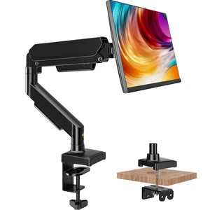 Single Monitor Mount, Gas Spring Arm for 17-32 inch Screens Adjustable Monitor Stand, Vesa Mount Stand with Clamp and Grommet Aluminum Base - Fits 4.4 to 22lbs LCD Computer Monitors HD09B-001 Single Monitor Mount, Gas Spring Arm for 17-32 inch Screens Adjustable Monitor Stand, Vesa Mount Stand with Clamp and Grommet Aluminum Base - Fits 4.4 to 22lbs LCD Computer Monitors HD09B-001
