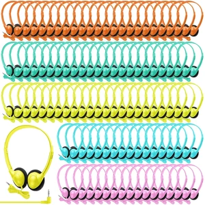 Hoteam 100 Pack Headphones for Classroom Bulk, Bright Colors, Classic Hoteam 100 Pack Headphones for Classroom Bulk, Bright Colors, Classic