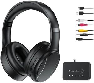 Wireless Headphones for TV Watching, Dual-Mode Bluetooth & 2.4G with Transmitter, Low Latency and 5 EQ Presets, Built-in Microphone for Clear Dialogue, Works with Optical/Coaxial/AUX & Bluetoot Wireless Headphones for TV Watching, Dual-Mode Bluetooth & 2.4G with Transmitter, Low Latency and 5 EQ Presets, Built-in Microphone for Clear Dialogue, Works with Optical/Coaxial/AUX & Bluetoot