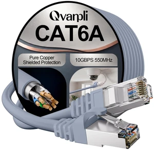 10Gbps Shielded Cat 6A Ethernet Cable 75FT, Pure Copper Cat6A Cable, Grey 10Gbps Shielded Cat 6A Ethernet Cable 75FT, Pure Copper Cat6A Cable, Grey