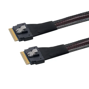NGFF PCI-E Slimline SAS 4.0 SFF-8654 8i 74pin Host to SFF-8654 74Pin Slim SAS Target Cable 50cm NGFF PCI-E Slimline SAS 4.0 SFF-8654 8i 74pin Host to SFF-8654 74Pin Slim SAS Target Cable 50cm