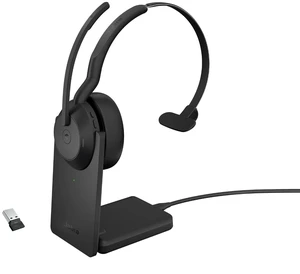 Jabra Evolve2 55 Mono Wireless Headset with Charging Stand AirComfort Technology, Noise-Cancelling Mics & Active Noise Cancellation - MS Teams Certified, Works with Other Platforms - Black Jabra Evolve2 55 Mono Wireless Headset with Charging Stand AirComfort Technology, Noise-Cancelling Mics & Active Noise Cancellation - MS Teams Certified, Works with Other Platforms - Black