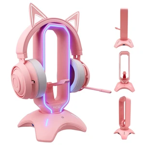 Tilted Nation Cute Headphone Stand Pink ^^ Headset Stand with RGB, Mouse Bungee Holder, and 2 Port USB Hub Charger - Desk Gaming Accessories Tilted Nation Cute Headphone Stand Pink ^^ Headset Stand with RGB, Mouse Bungee Holder, and 2 Port USB Hub Charger - Desk Gaming Accessories