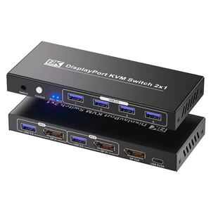 Displayport KVM Switch 1 Monitor 2 Computers, 8K@60Hz 4K@120Hz 2 Port DP KVM Switch with 4 Port USB 3.0 Hub for 2 Computers Share 1 Set of Keyboard, Mouse and 1 Monitor Displayport KVM Switch 1 Monitor 2 Computers, 8K@60Hz 4K@120Hz 2 Port DP KVM Switch with 4 Port USB 3.0 Hub for 2 Computers Share 1 Set of Keyboard, Mouse and 1 Monitor