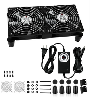 HGUOPIE 2 Pack 120mm Cabinet Cooling Fan, 166 CFM High Airflow Hydraulic Quiet Fan with Variable Speed Controller, AC 100-240V Plug & Play for Server Rack, Cabinet, NAS, Router, Greenhouse HGUOPIE 2 Pack 120mm Cabinet Cooling Fan, 166 CFM High Airflow Hydraulic Quiet Fan with Variable Speed Controller, AC 100-240V Plug & Play for Server Rack, Cabinet, NAS, Router, Greenhouse