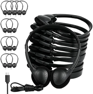 OYSLKJ Bulk USB C Headphones for Kids 20 Pack, Wired On Ear Black OYSLKJ Bulk USB C Headphones for Kids 20 Pack, Wired On Ear Black