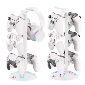 Canmarin RGB Headphone Stand and Controller Holder With 9 Light Modes - 2 USB Charging Ports, 3.5mm & Type-C - Hanger Accessories for Desk and Gamer (White) Canmarin RGB Headphone Stand and Controller Holder With 9 Light Modes - 2 USB Charging Ports, 3.5mm & Type-C - Hanger Accessories for Desk and Gamer (White)