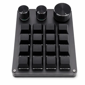Erchineko Custom Keypad, 16 Key Programmable Mechanical Keyboard with 3 Layers LED Backlit and Aluminum Knobs, for Gaming Shortcuts (Black) Erchineko Custom Keypad, 16 Key Programmable Mechanical Keyboard with 3 Layers LED Backlit and Aluminum Knobs, for Gaming Shortcuts (Black)