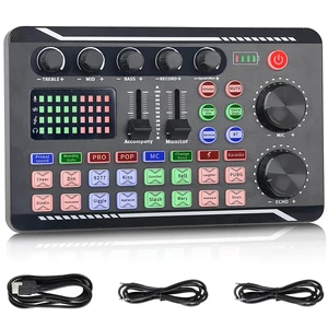 jindaaudio Professional Live Sound Card, Audio Mixer and Audio Interface with DJ Mixer Effects, Voice Changer - Studio Equipment for Streaming/Podcasting/Gaming jindaaudio Professional Live Sound Card, Audio Mixer and Audio Interface with DJ Mixer Effects, Voice Changer - Studio Equipment for Streaming/Podcasting/Gaming