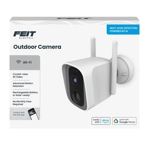 Feit Electric Smart Outdoor Wireless Security Camera, 2K HD Video, Battery Powered or Solar-Ready, Advance Motion Detection, 2.4GHz Wi-Fi, 30ft. Night Vision, 2-Way Audio with Micro SD Card Sto Feit Electric Smart Outdoor Wireless Security Camera, 2K HD Video, Battery Powered or Solar-Ready, Advance Motion Detection, 2.4GHz Wi-Fi, 30ft. Night Vision, 2-Way Audio with Micro SD Card Sto