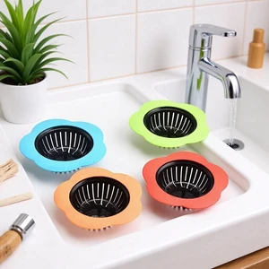 Idealforce 4 Pack 4.5 Inch Flower Shaped Silicone Kitchen Sink Strainer, Large Wide Rim Sink Drain Filter, Debris Remover Drain Catcher, Easy to Clean Sink Drain Strainer for Kitchen Sink Idealforce 4 Pack 4.5 Inch Flower Shaped Silicone Kitchen Sink Strainer, Large Wide Rim Sink Drain Filter, Debris Remover Drain Catcher, Easy to Clean Sink Drain Strainer for Kitchen Sink