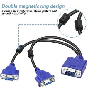 Idealforce 15Pin VGA Y-Splitter Cable, 1 Male to 2 Female VGA SVGA Adapter, Dual Monitor Lead for PC LCD TFT PDP TV, Supports Screen Duplication for Two Displays Idealforce 15Pin VGA Y-Splitter Cable, 1 Male to 2 Female VGA SVGA Adapter, Dual Monitor Lead for PC LCD TFT PDP TV, Supports Screen Duplication for Two Displays