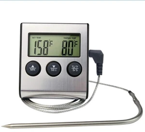 Idealforce Digital Meat Thermometer with Wired Probe, Magnetic Food Temperature Gauge, Built-in Timer & Alarm, Kitchen Cooking Tool for Oven, BBQ, Grill, Smoker and Steak Idealforce Digital Meat Thermometer with Wired Probe, Magnetic Food Temperature Gauge, Built-in Timer & Alarm, Kitchen Cooking Tool for Oven, BBQ, Grill, Smoker and Steak